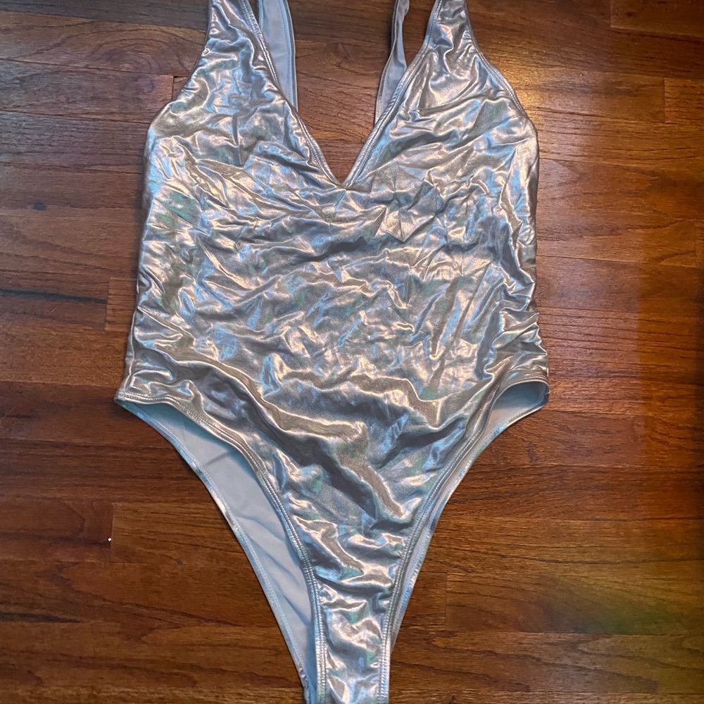 Shimmering Silver Swimsuit